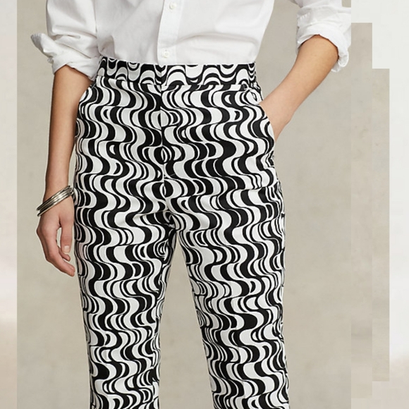 POLO RALPH LAUREN NEW GRAPHIC MOTIF SATEEN KICK FLARE PANT SEXY GROOVY ROCKSTAR - Picture 3 of 9